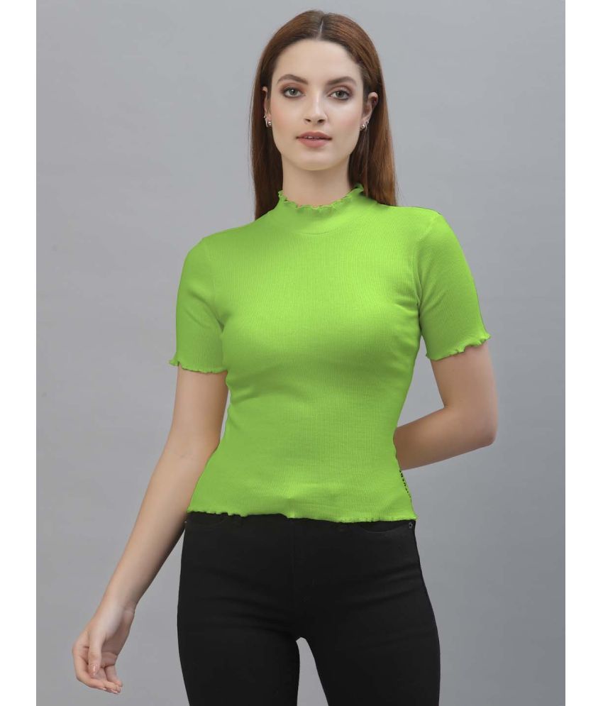     			Friskers Fluorescent Green Cotton Women's Regular Top ( Pack of 1 )