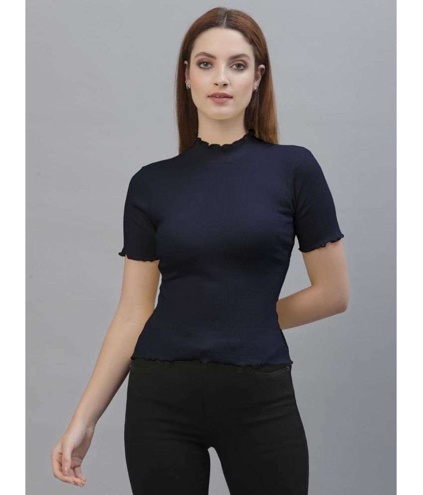     			Friskers Navy Blue Cotton Women's Regular Top ( Pack of 1 )