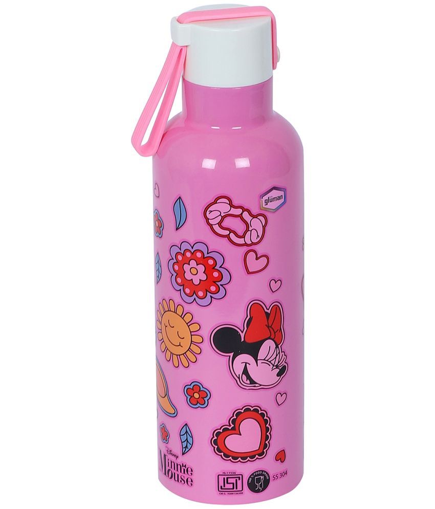     			Gluman Disney Mizu Pink Stainless Steel Water Bottle 500 mL ( Set of 1 )