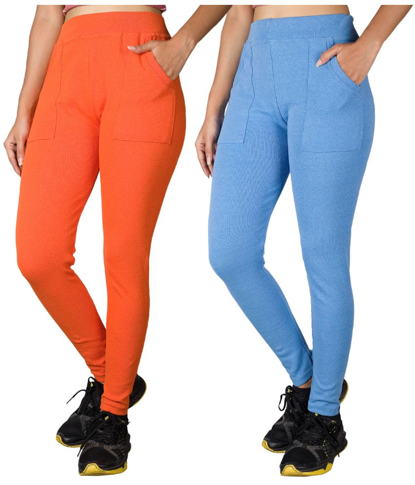     			KARARO JEGGINGS - Cotton Blend Skinny Fit Orange Women's Jeggings ( Pack of 2 )