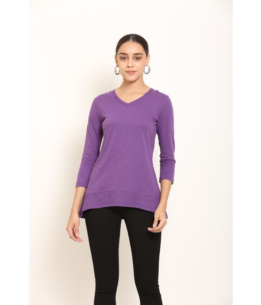     			Mishey Purple Cotton Regular Fit Women's T-Shirt ( Pack of 1 )