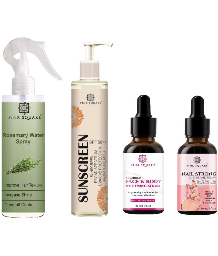     			Rosemary Water Hair Spray 100ml, Sunscreen with SPF 50++ 100ml, Face-Body Serum 30ml & Nail Strong Serum 30ml Combo 4