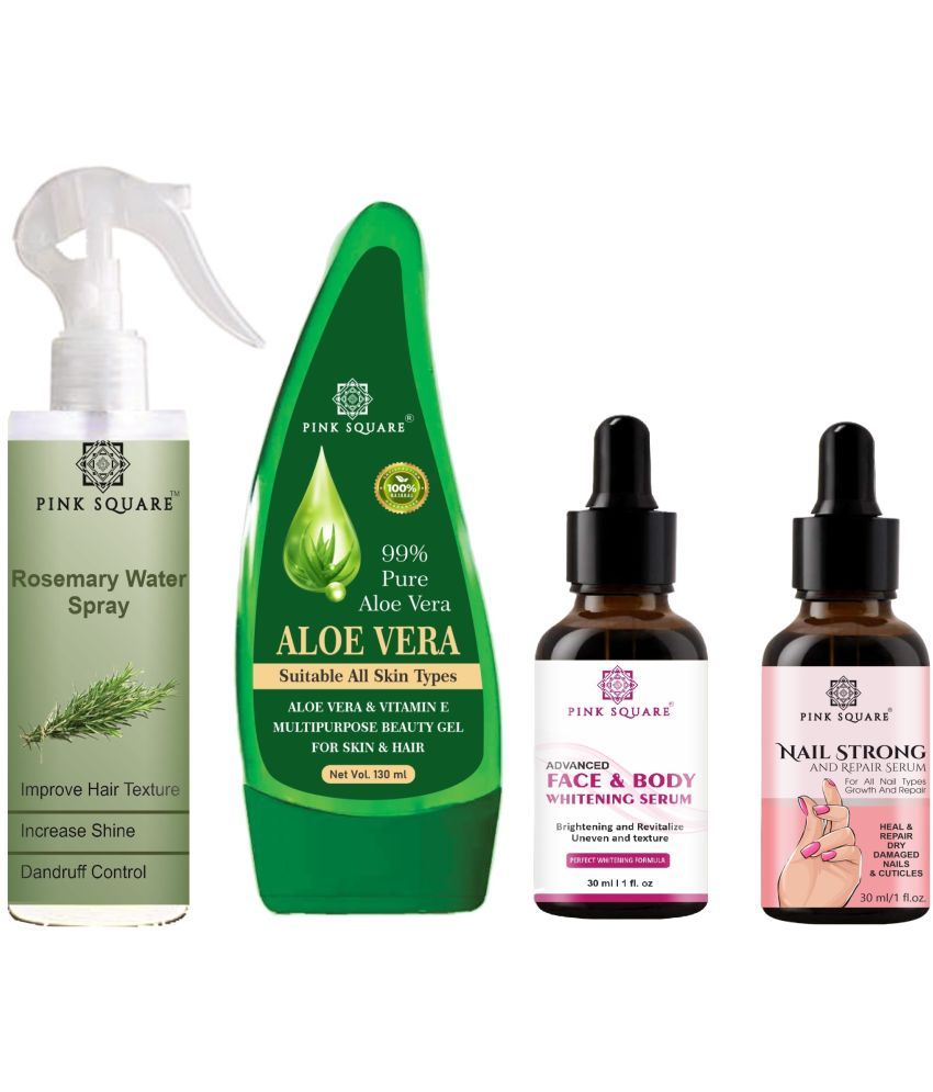     			Rosemary Water Hair Spray 100ml, Multipurpose Aloe vera Gel 130ml, Face-Body Serum 30ml & Nail Strong Serum 30ml Combo 4