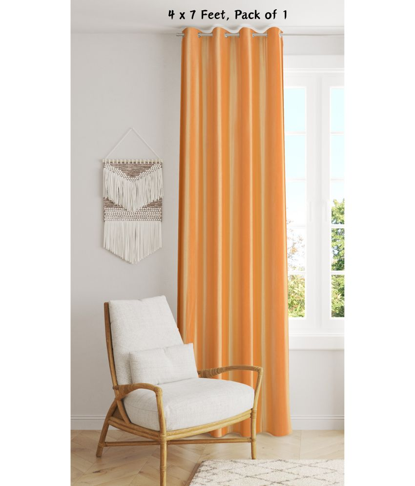     			SWIZIER Solid Semi-Transparent Eyelet Curtain 7 ft ( Pack of 1 ) - Gold