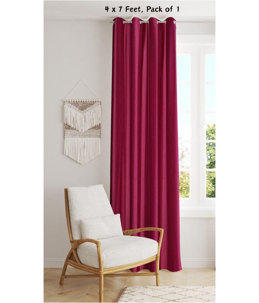     			SWIZIER Solid Semi-Transparent Eyelet Curtain 7 ft ( Pack of 1 ) - Wine