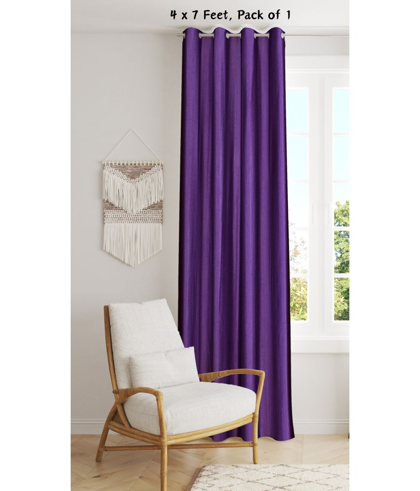     			SWIZIER Solid Semi-Transparent Eyelet Curtain 7 ft ( Pack of 1 ) - Purple