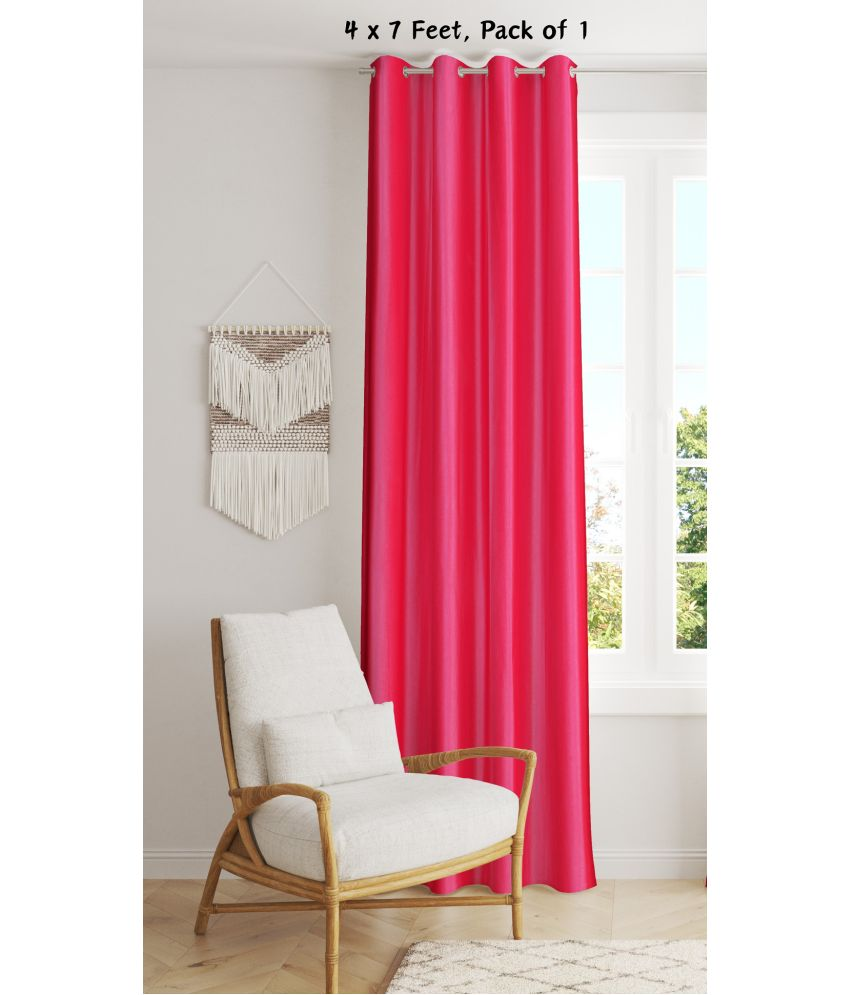     			SWIZIER Solid Semi-Transparent Eyelet Curtain 7 ft ( Pack of 1 ) - Pink