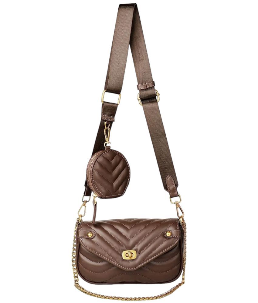     			Santorini Brown Faux Leather Sling Bag