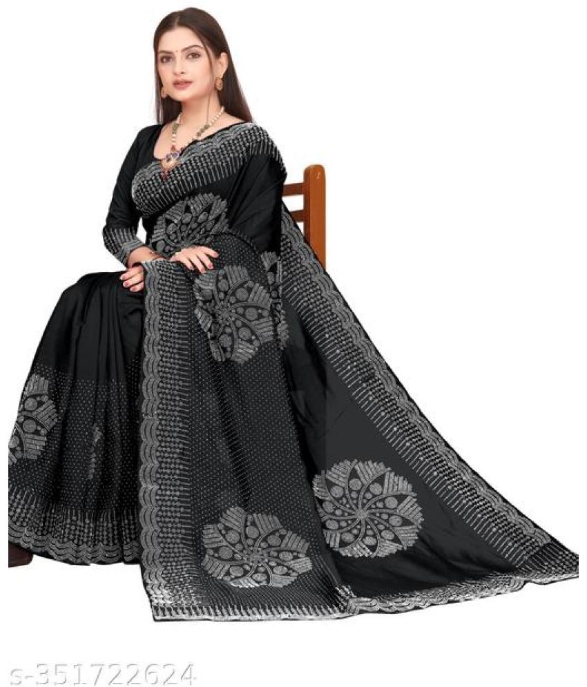     			Shivadit ethnic Chiffon Embellished Saree With Blouse Piece - Black ( Pack of 1 )