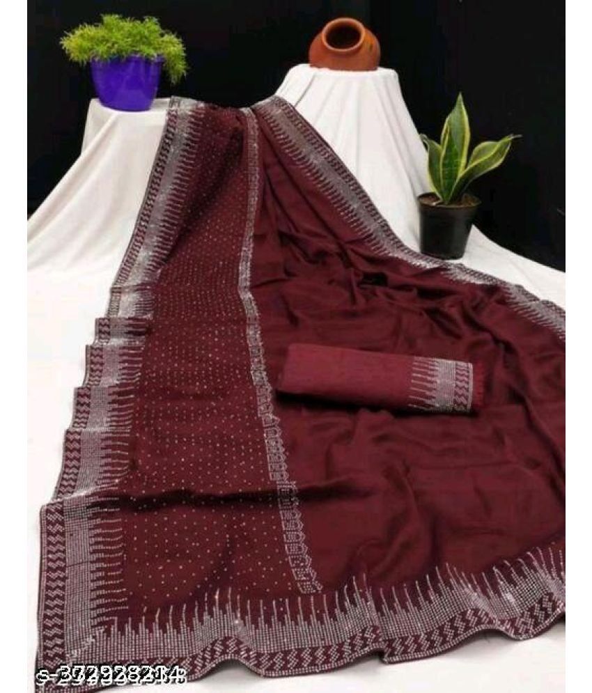     			Shivadit ethnic Chiffon Embroidered Saree With Blouse Piece - Maroon ( Pack of 1 )