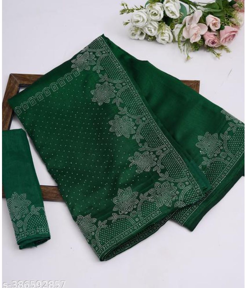     			Shivadit ethnic Georgette Self Design Saree With Blouse Piece - Green ( Pack of 1 )