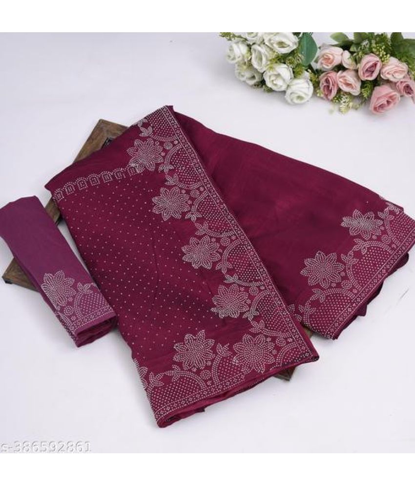     			Shivadit ethnic Georgette Self Design Saree With Blouse Piece - Maroon ( Pack of 1 )