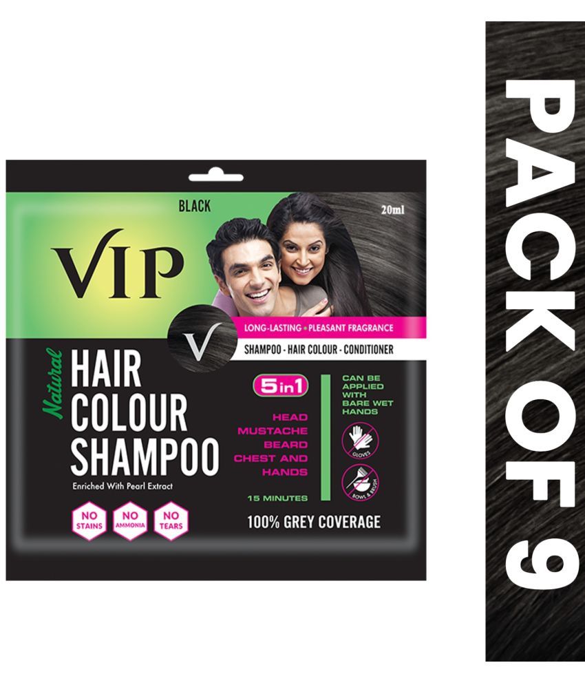     			VIP Hair Colour Shampoo Unscented Permanent Hair Color 180 mL Black