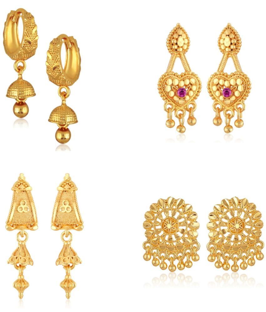     			Vighnaharta Golden Stud Earrings ( Pack of 4 )