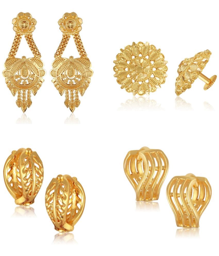     			Vighnaharta Golden Stud Earrings ( Pack of 4 )