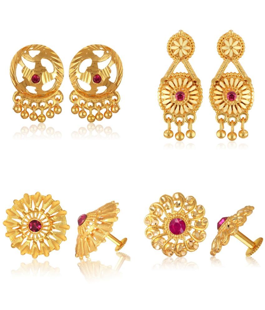     			Vighnaharta Golden Stud Earrings ( Pack of 4 )