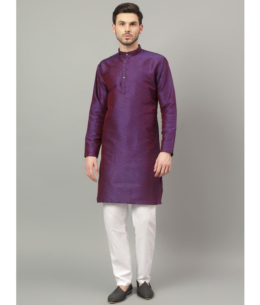     			Yugnik Purple Rayon Regular Fit Men's Kurta Pyjama Set ( Pack of 1 )