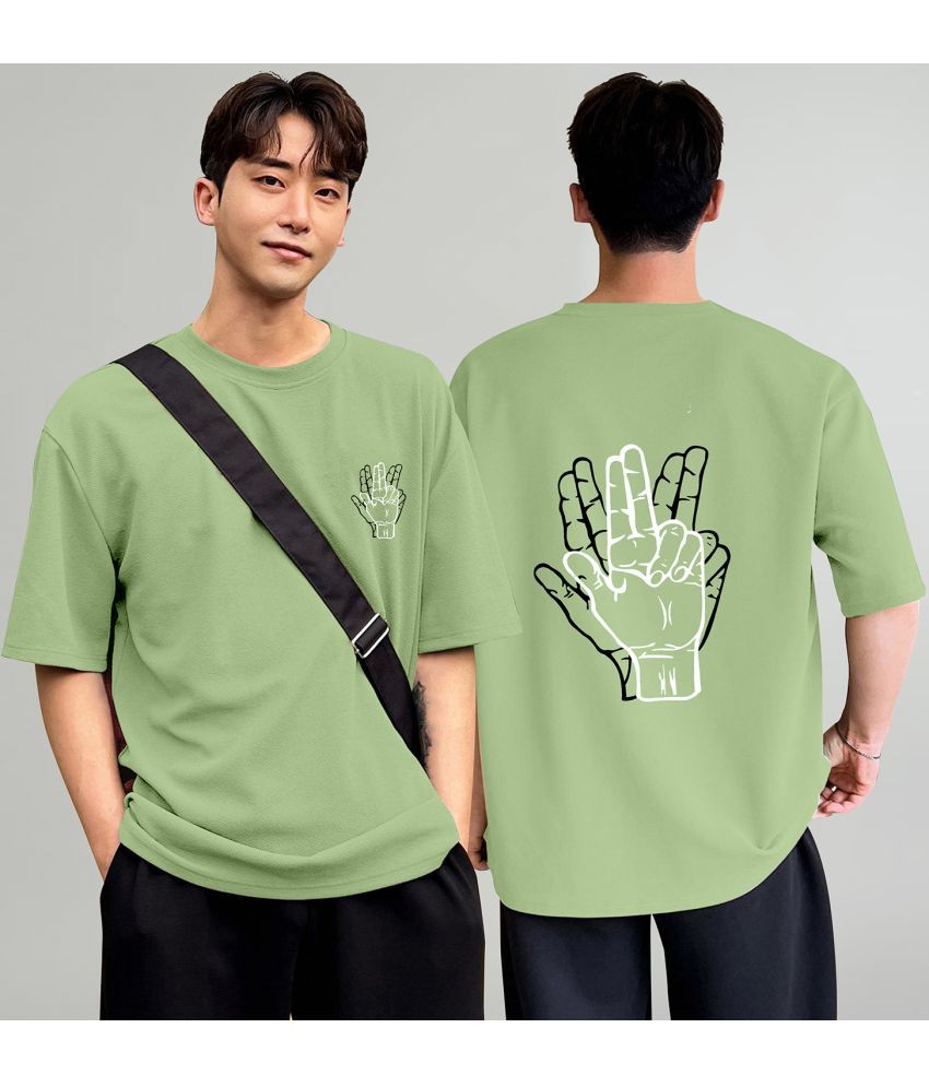     			happy khajana Polyester Oversized Fit Printed Half Sleeves Men's T-Shirt - Green ( Pack of 1 )