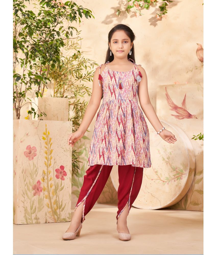     			Aarika Maroon Cotton Girls Patiala Kurta Set ( Pack of 1 )