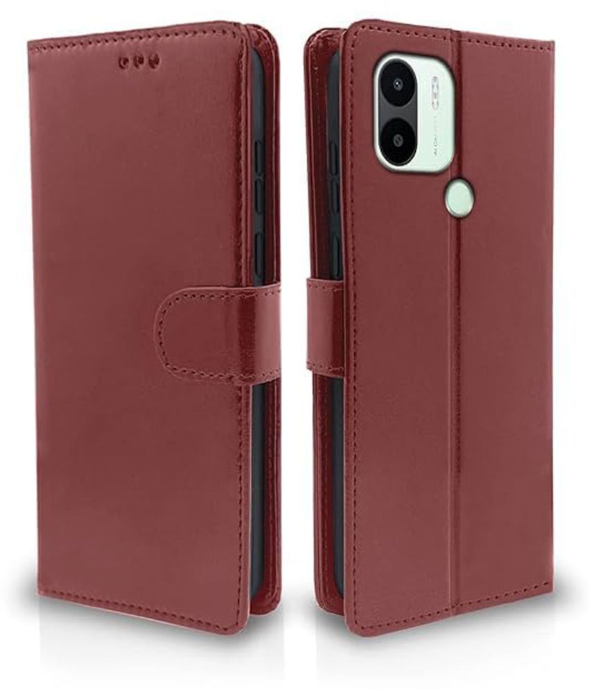     			Brampton Tan Flip Cover Artificial Leather Compatible For Redmi A1 Plus ( Pack of 1 )