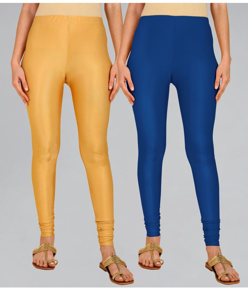     			Colorscube - Gold,Navy Blue Lycra Women's Churidar ( Pack of 2 )