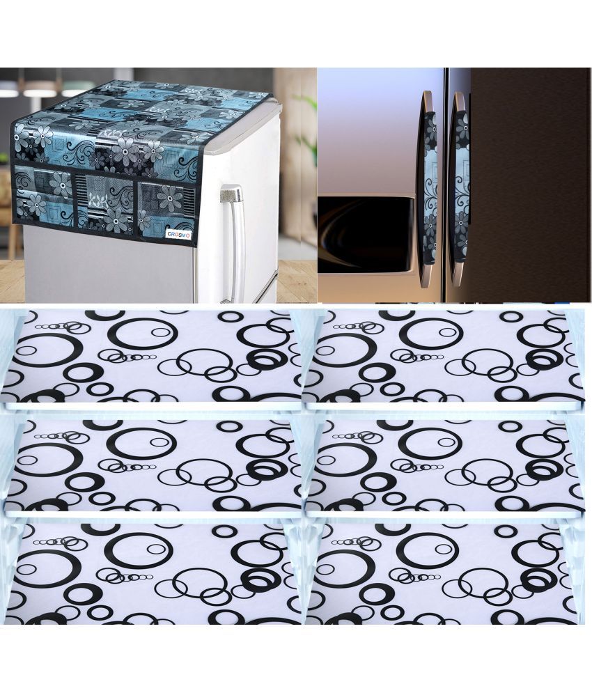     			Crosmo Polyester Abstract Printed Fridge Mat & Cover ( 99 53 ) Pack of 9 - Gray