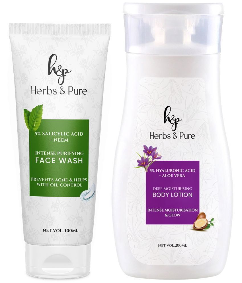     			Herbs and Pure Daily Skincare Combo - Skin Brightening Rice Water Face Wash and Body Lotion (300 ML)