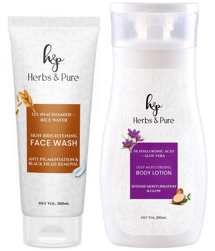     			Herbs and Pure Daily Skincare Combo - Skin Lightening Face Wash and Brightening Body Lotion (300 ML)