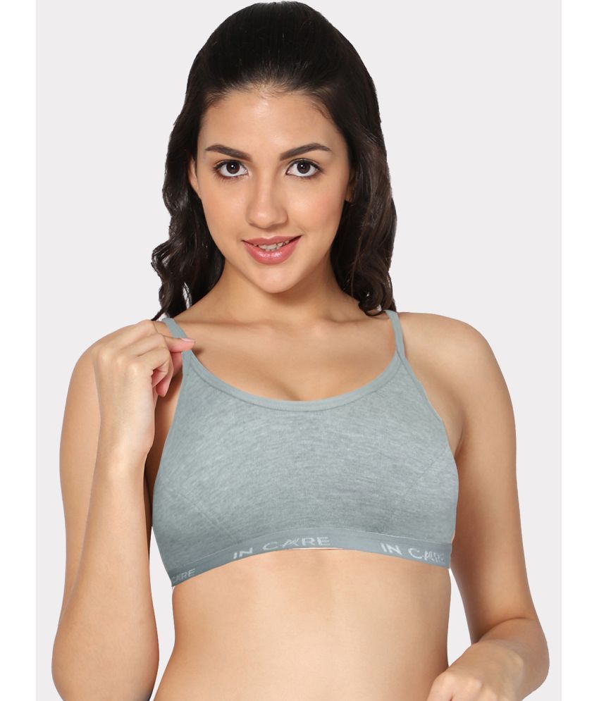     			IN CARE LINGERIE Grey Melange Cotton Blend Non Padded Women's Cami bra ( Pack of 1 )