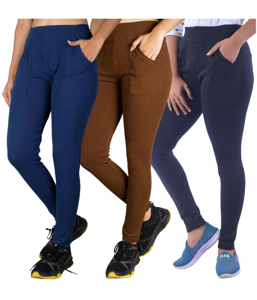     			KARARO JEGGINGS - Cotton Blend Skinny Fit Mustard Women's Jeggings ( Pack of 3 )