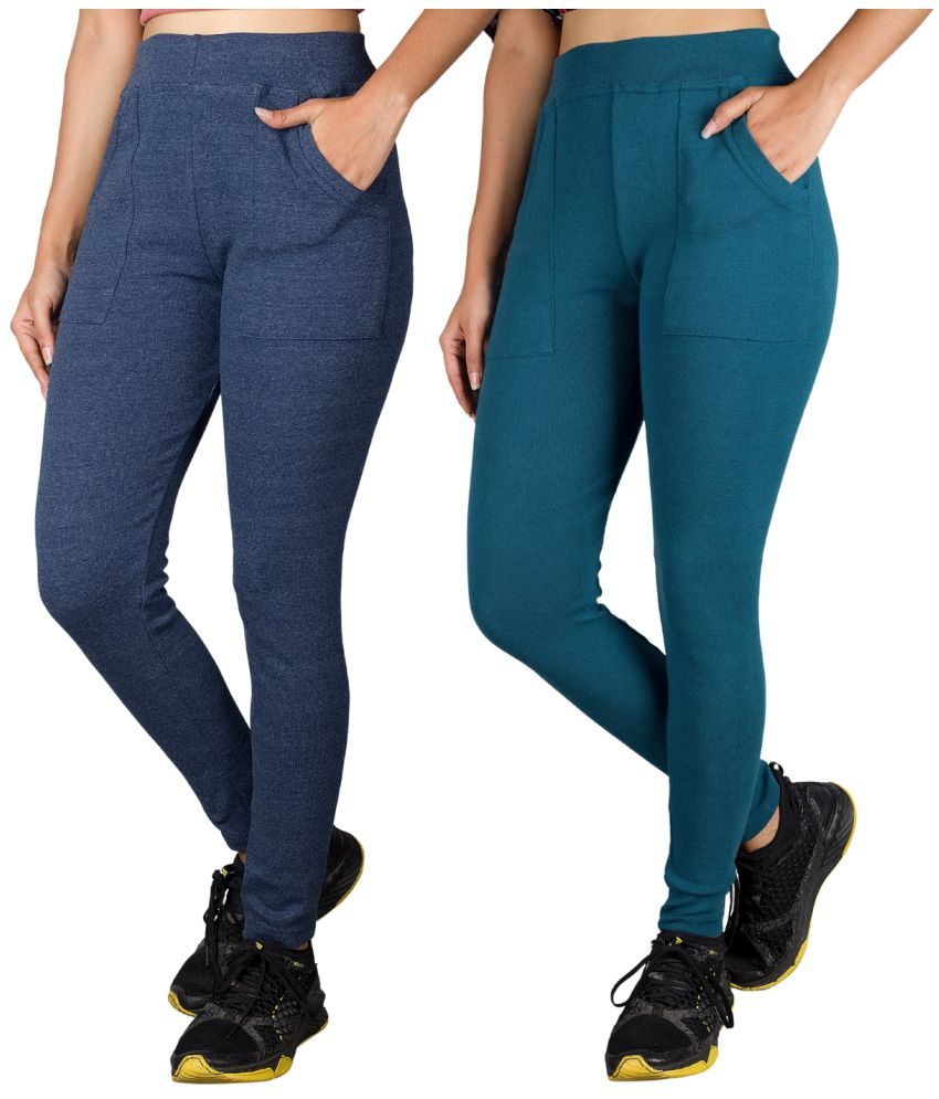     			KARARO JEGGINGS - Cotton Blend Skinny Fit Navy Blue Women's Jeggings ( Pack of 2 )