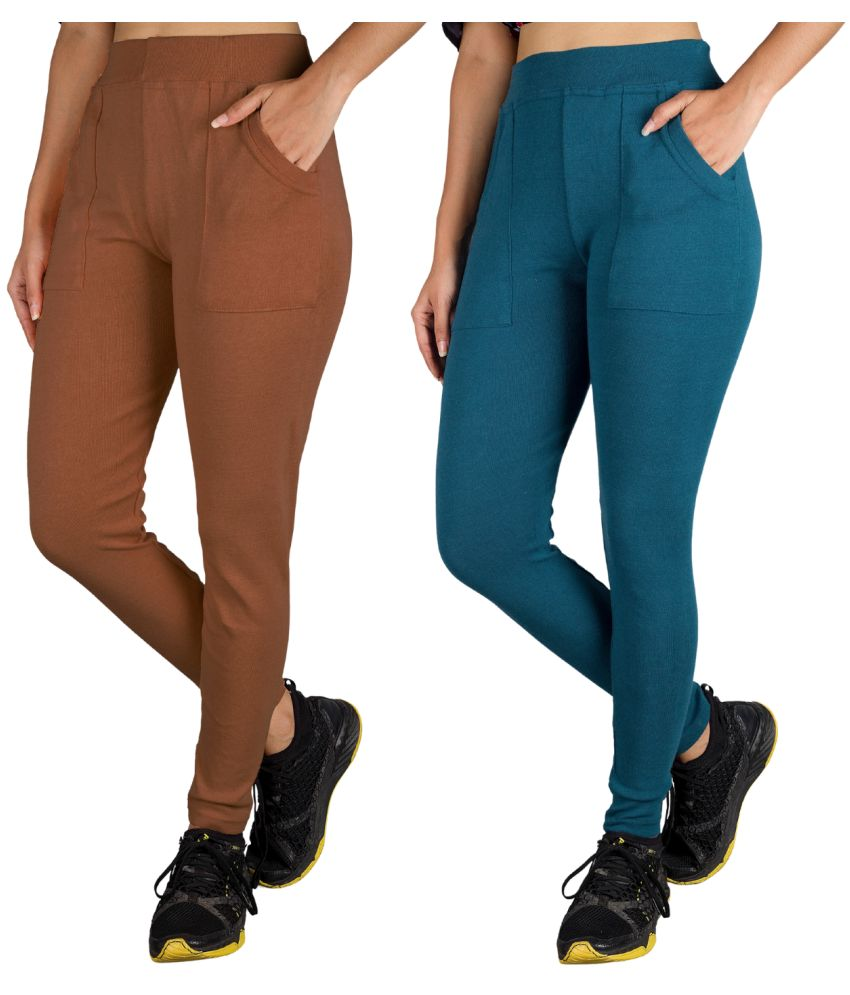     			KARARO JEGGINGS - Cotton Blend Skinny Fit Mustard Women's Jeggings ( Pack of 2 )