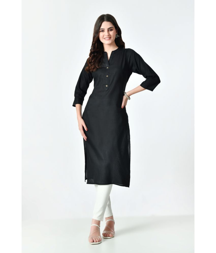     			MAURYA Cotton Blend Solid Straight Women's Kurti - Black ( Pack of 1 )