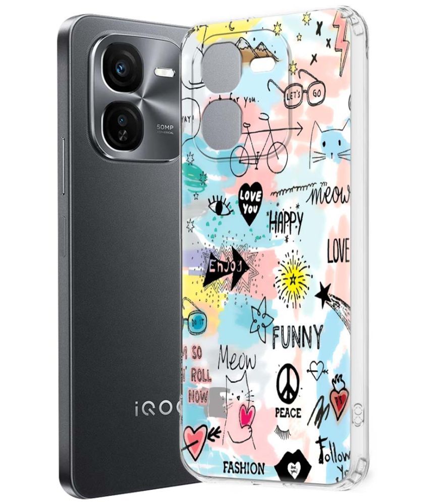     			NBOX Multicolor Printed Back Cover Silicon Compatible For iQOO Z9x 5G ( Pack of 1 )