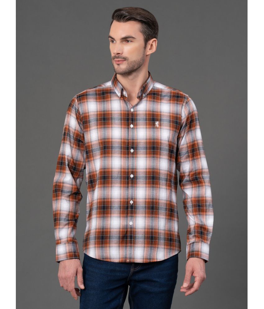     			Red Tape Cotton Blend Regular Fit Checks Full Sleeves Men's Casual Shirt - Orange ( Pack of 1 )