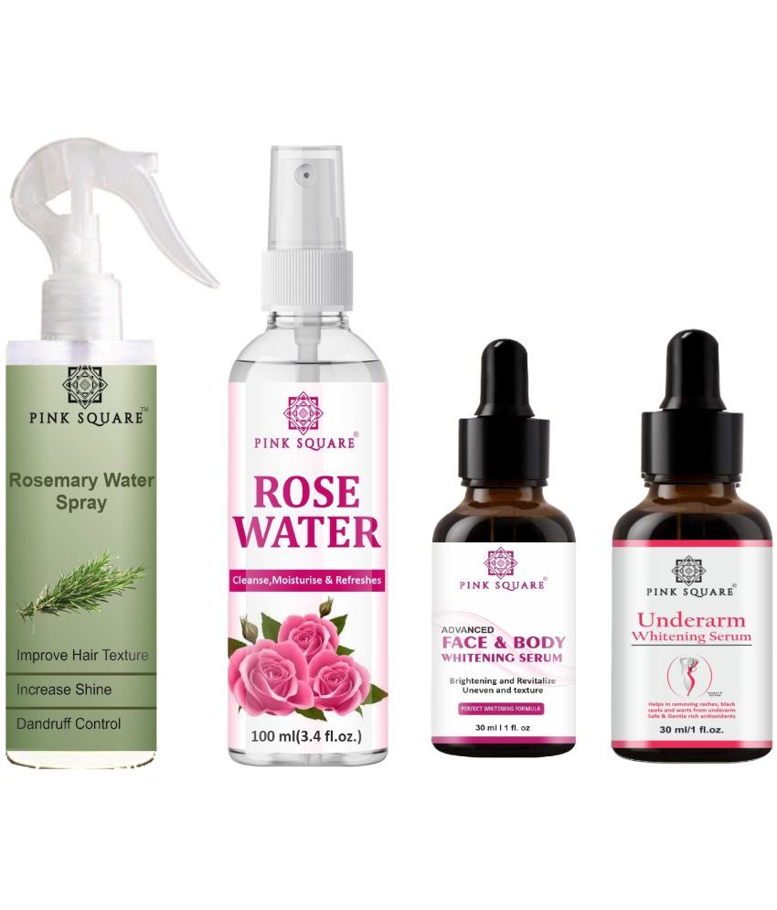     			Rosemary Water Hair Spray 100ml, Rose water for Cleansing 100ml, Face-Body Serum 30ml & Underarm Whitening Serum 30ml Combo 4