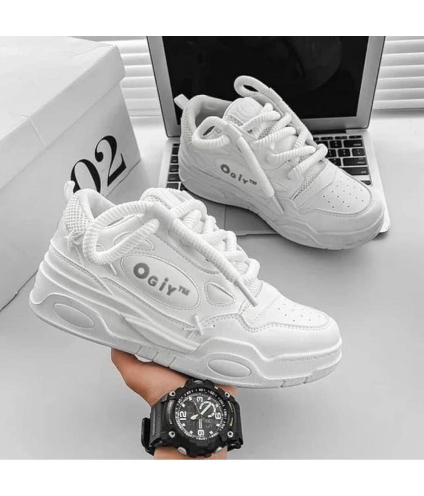     			T-Rock Stylish Look White Shoes White Men's Lifestyle Shoes