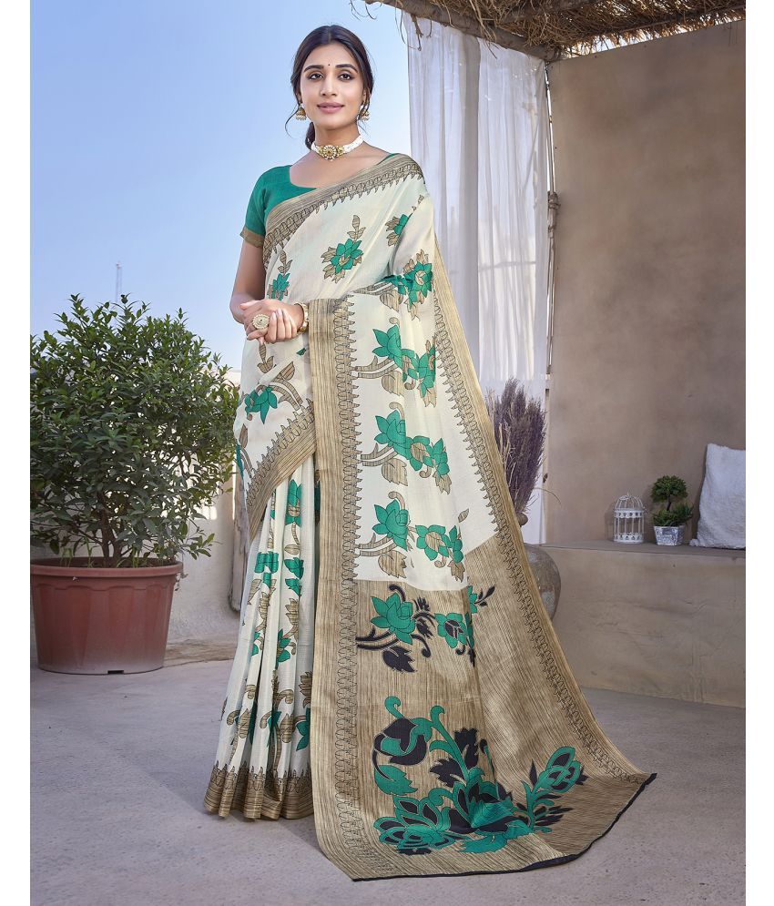     			Yashika Art Silk Printed Saree With Blouse Piece - GREEN ( Pack of 1 )