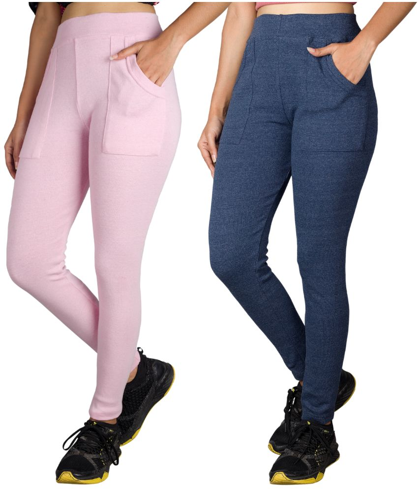     			KARARO JEGGINGS - Cotton Blend Skinny Fit Pink Women's Jeggings ( Pack of 2 )