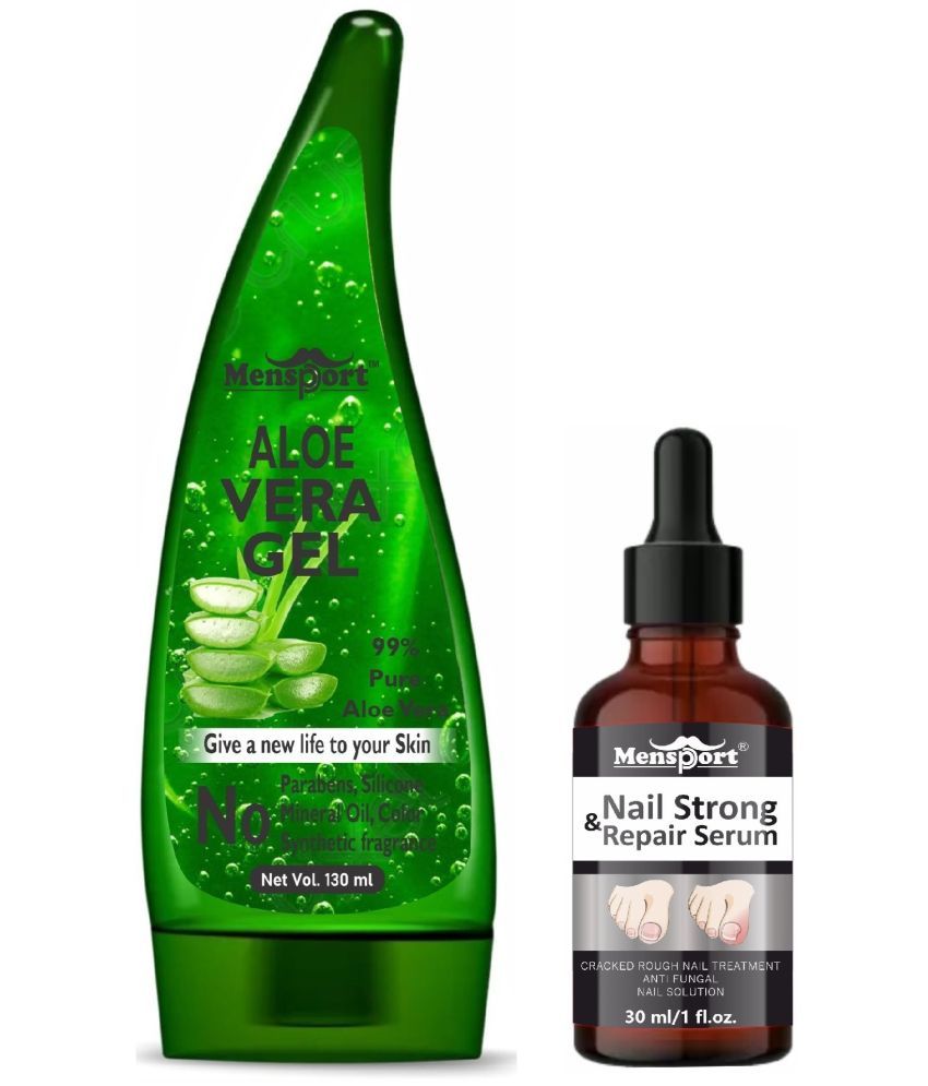     			Mensport Multipurpose Aloe Vera Gel 130ml & Nail Strong and Repair Serum 30ML - Combo of 2 Items