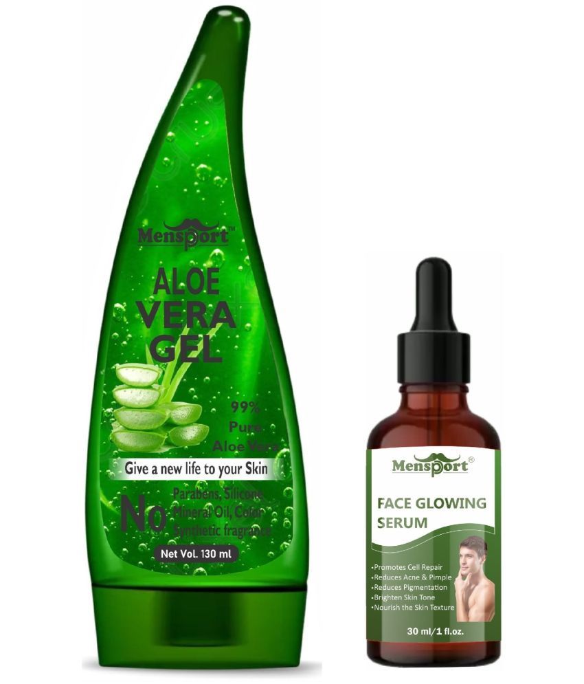     			Mensport Multipurpose Aloe Vera Gel 130ml & Face Glowing Serum 30ML - Combo of 2 Items