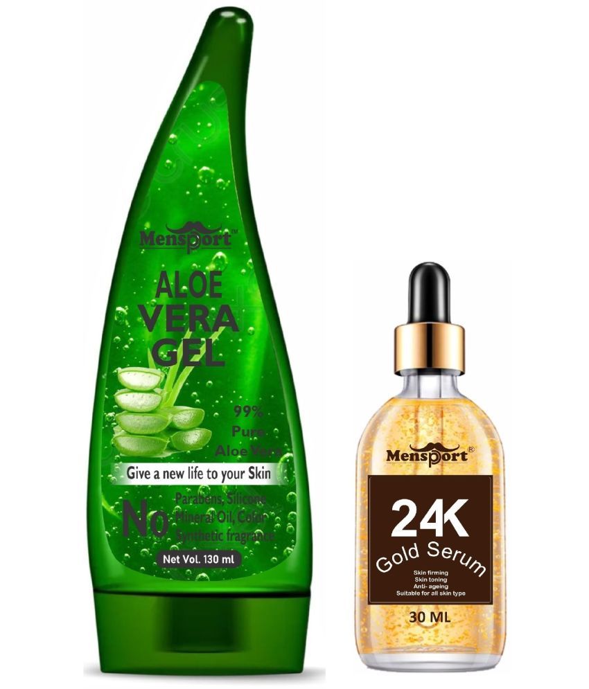     			Mensport Multipurpose Aloe Vera Gel 130ml & 24K Gold Face Serum 30ML - Combo of 2 Items