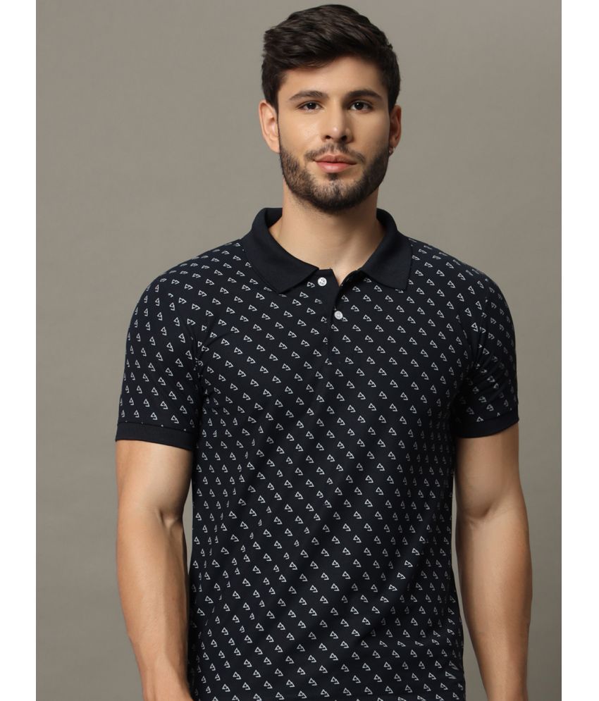     			Riss Cotton Blend Regular Fit Printed Half Sleeves Men's Polo T Shirt - Black ( Pack of 1 )