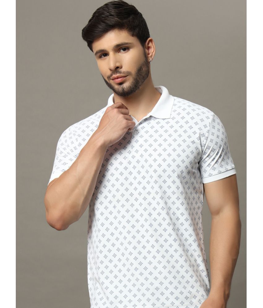     			Riss Cotton Blend Regular Fit Printed Half Sleeves Men's Polo T Shirt - White ( Pack of 1 )