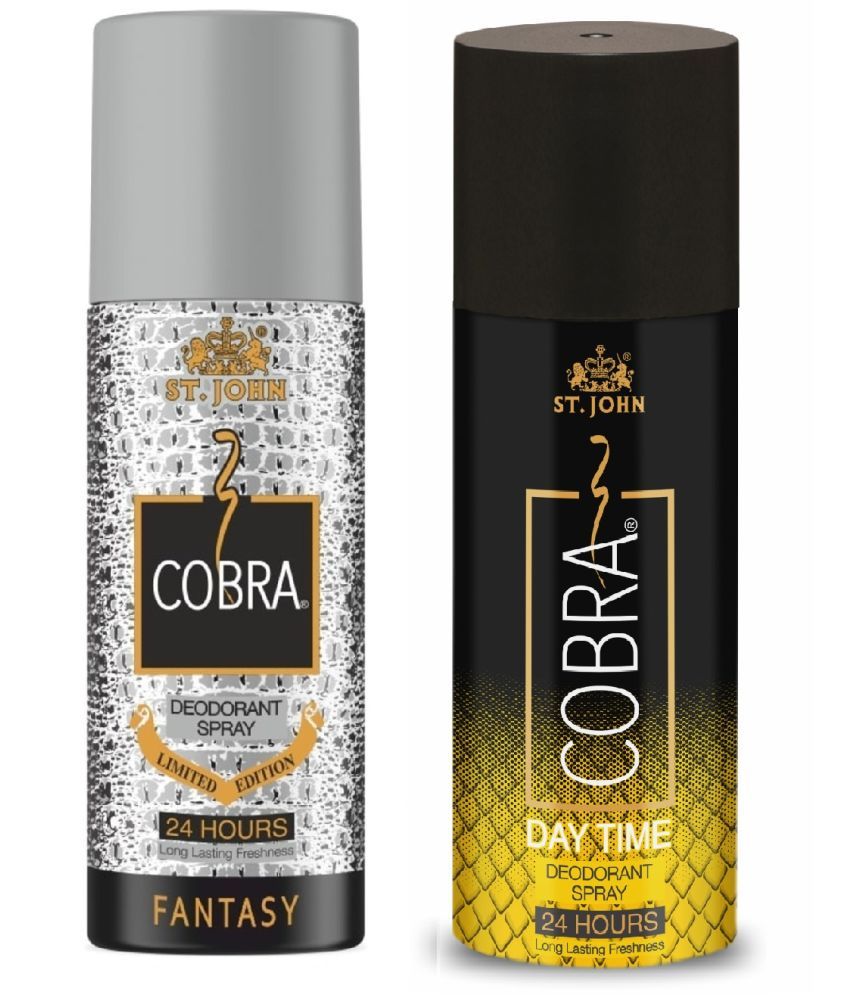     			ST.JOHN Cobra Fantasy & Day Time Long Lasting Deodorant Spray for Men 150ml- Pack of 2