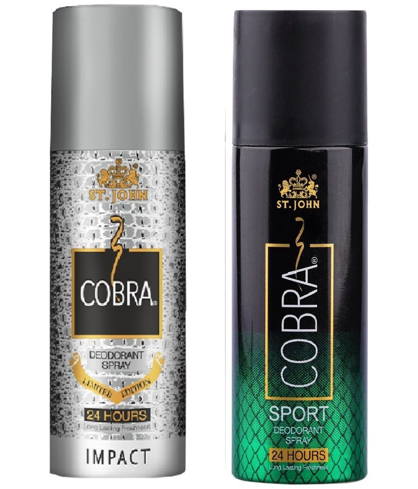     			ST.JOHN Cobra Impact & Sport 150ml Each Long Lasting Deodorant Spray for Men (300ml) Pack of 2