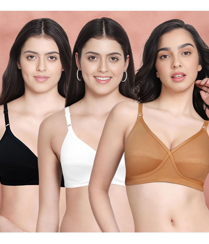     			Susie Pack of 3 Cotton Non Padded Women's Everyday Bra ( Multicolor ) susi-c3b-2019