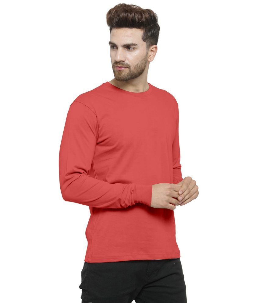     			happy khajana Polyester Regular Fit Solid Full Sleeves Men's T-Shirt - red ( Pack of 1 )