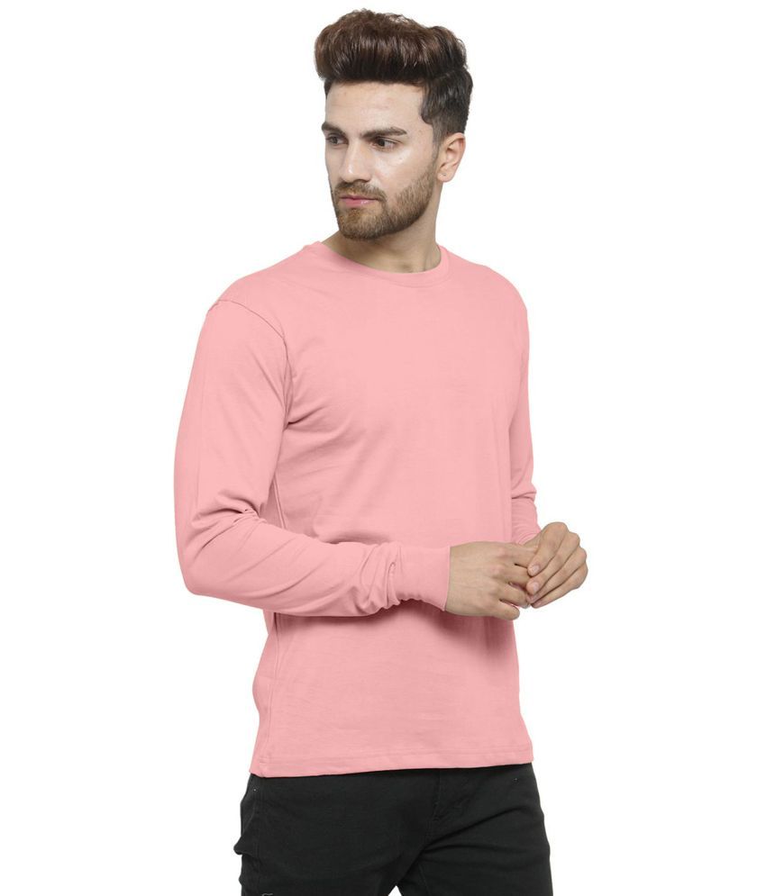     			happy khajana Polyester Regular Fit Solid Full Sleeves Men's T-Shirt - pink ( Pack of 1 )