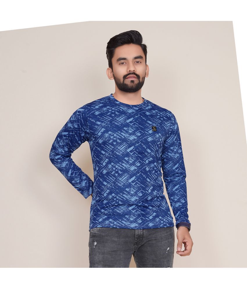     			happy khajana Polyester Regular Fit Solid Full Sleeves Men's T-Shirt - Blue ( Pack of 1 )